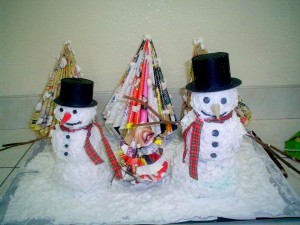 Snowman figures during christmas season