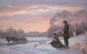 A Mormon pioneer couple is grieving at graves